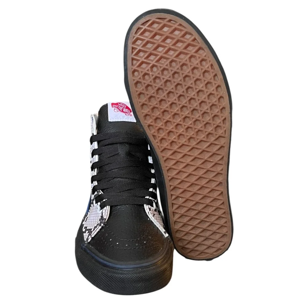 Vans Sk8 Hi High Top Snake Print Blue Black Leather Sneakers Mens 6.5 Womens 8‎